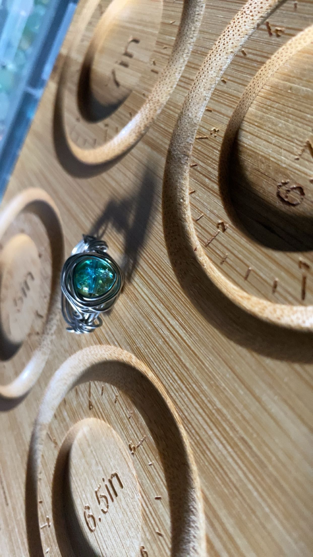 Light green silver ring