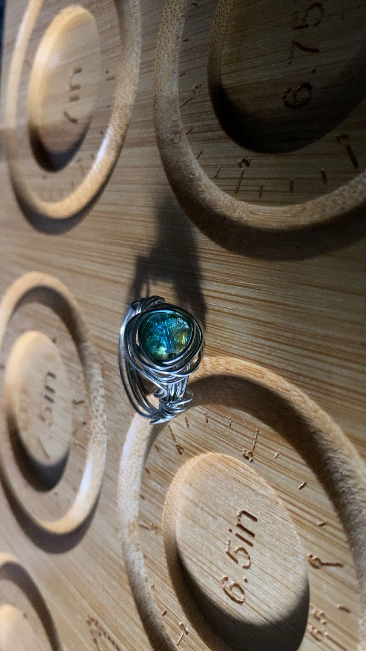 Light green silver ring